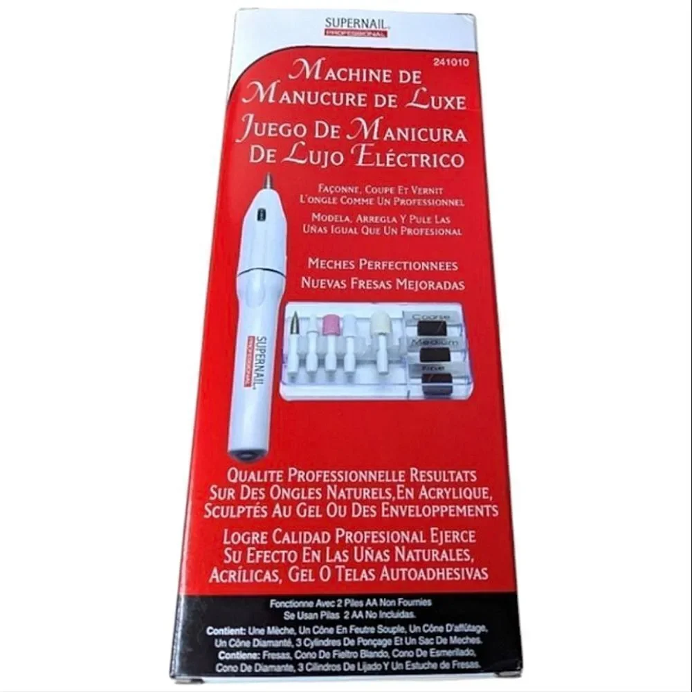 New Deluxe Manicure Machine Battery Operated With Bits & Cones In Case